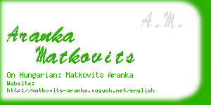 aranka matkovits business card